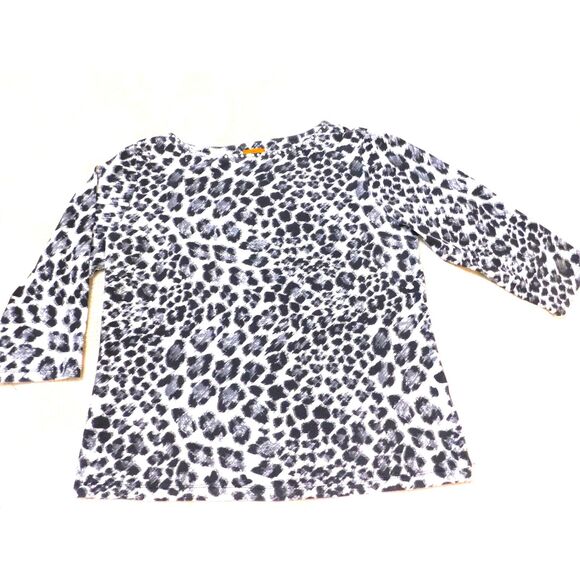 Woman's Leopard Print Knit Top Sz. L Ruby Rd. Black White 3/4 Sleeve - Picture 3 of 7